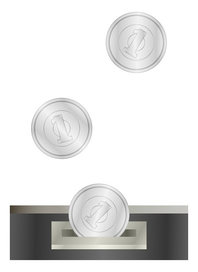 一日圆硬币槽孤立矢量插图
