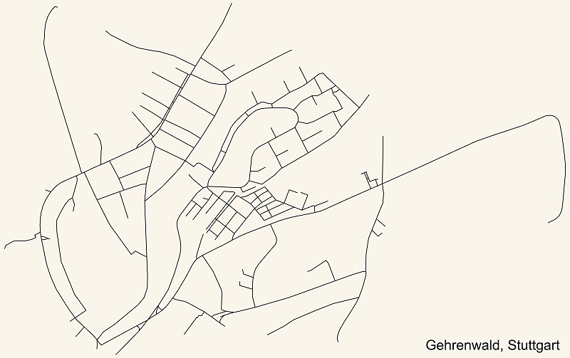 德国斯图加特Untertürkheim区格伦瓦尔德区的街道道路图