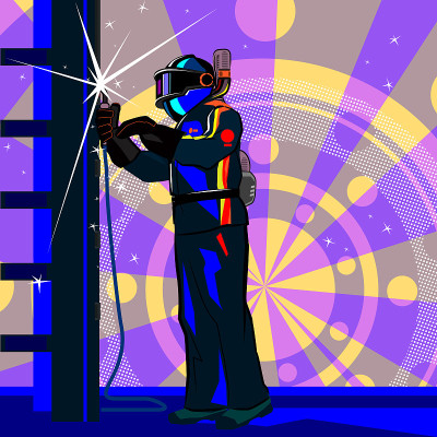 宇宙焊机-矢量插图
