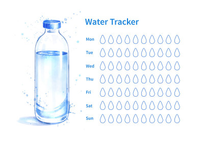 水跟踪器与一瓶水