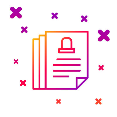 Color line Death certificate icon isolated on whit