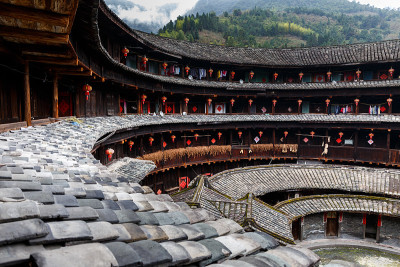 从福建楼的阳台上看(中国福建省永定市)