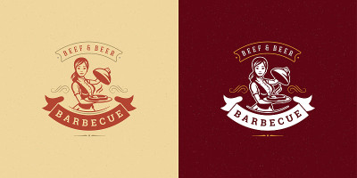 Barbecue logo vector illustration grill steak hous