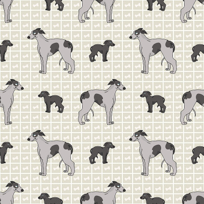 Hand drawn cute greyhouse race dog seamless vector