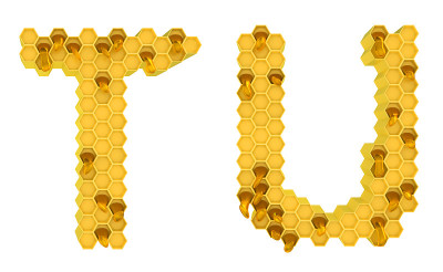 蜂蜜字体T和U字母孤立