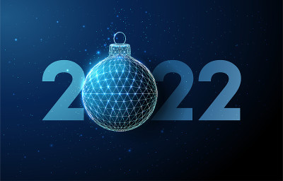 快乐2022新年贺卡与圣诞球