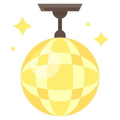 迪斯科球图标，生日派对相关矢量插图