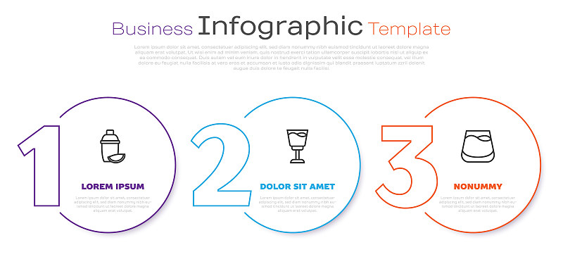 设置鸡尾酒调酒器与石灰，葡萄酒杯和威士忌酒杯。业务信息模板。向量