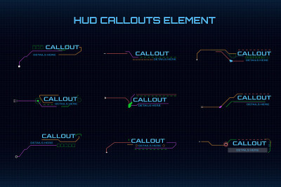 HUD标题创意Callouts数字技术科学元素矢量。