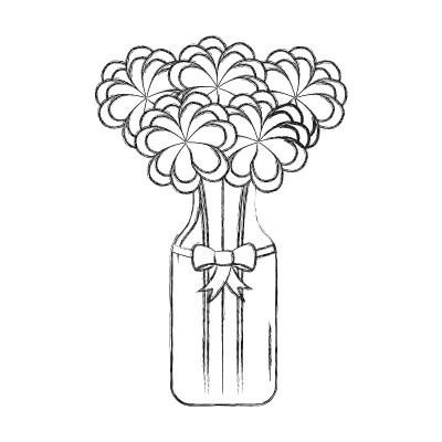 水晶瓶与花孤立的图标