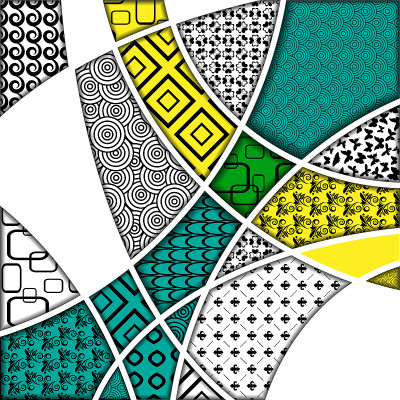 Zentangle元素蓝色和黄色背景