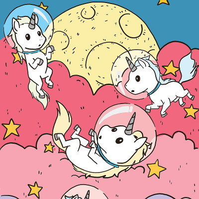 矢量宇航员独角兽海报
