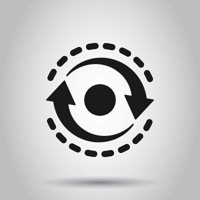 Oval with arrows icon in transparent style. Consis