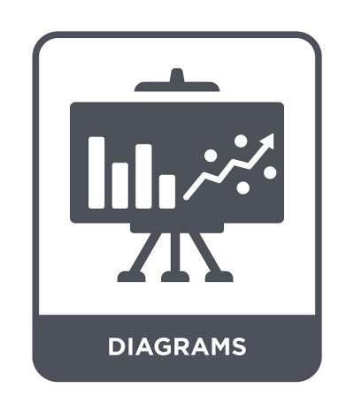 diagrams icon vector on white background, diagrams
