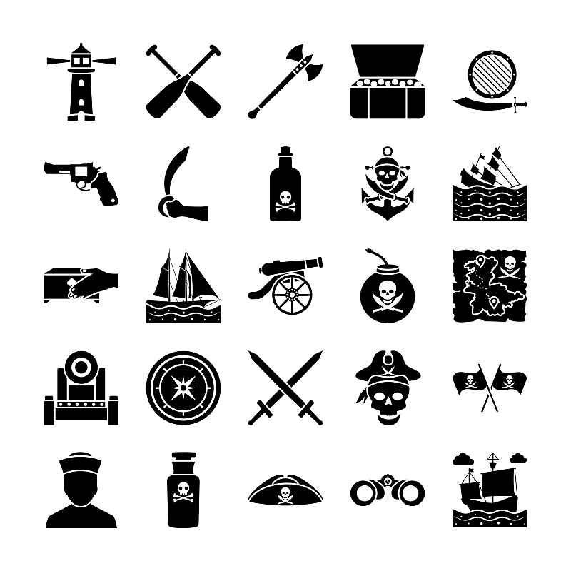 Pirates glyph Icons Pack