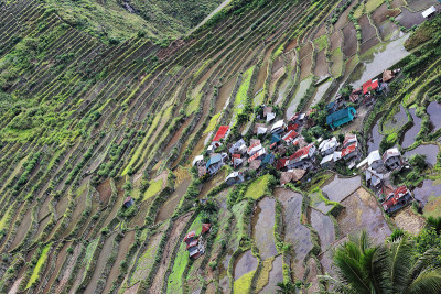 Batad村-从小屋地区看大米梯田。Banaue-Ifugao-Luzon-Phlippines。0
