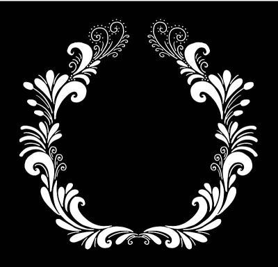Decorative frame composition with, flowers, ornate