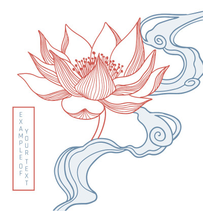 莲花的抽象线条插图