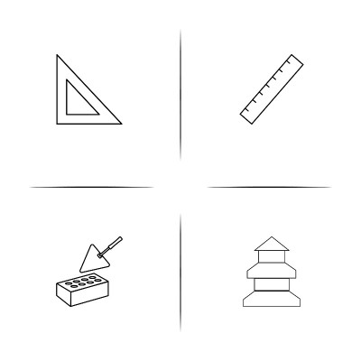 建筑和建筑简单的线性图标集。简单的轮廓图标