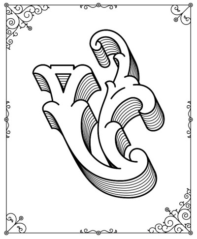 白色字母V上的黑色向量