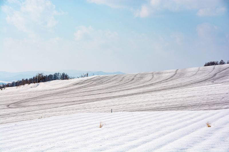 雪地上覆盖着融雪剂