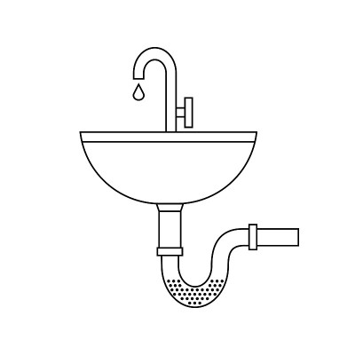 水槽矢量图标。水管堵塞的水槽。