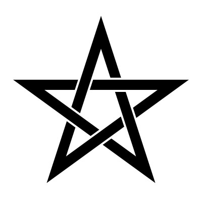 五角星-五角星。信仰的神奇象征。简单的平面黑色插图