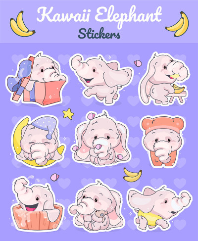 Cute elephants characters