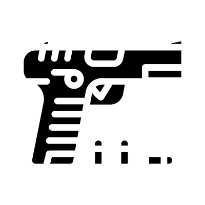 枪与墨盒字形图标矢量插图