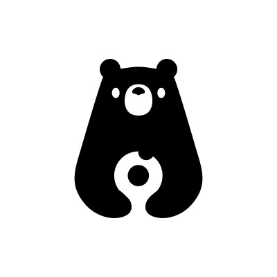 熊甜甜圈负空间矢量图标插图