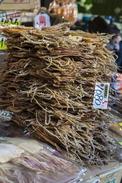 鱿鱼干在筑地市场外