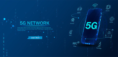 5G网络无线互联网Wi-fi连接。通信网络的概念。5G新型无线网络wifi连接。全球网络高速网络。5