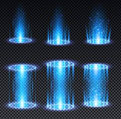 Blue hologram portal. Magic fantasy portal. Magic 