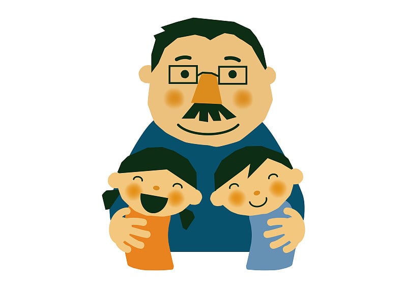 Illustration for Father's Day. Clip art. Father an