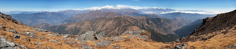 从皮克峰喜马拉雅山的全景