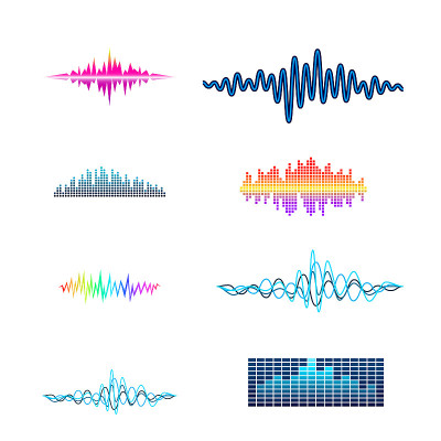 矢量数字音乐均衡器音频波形设计模板音频信号可视化信号插图