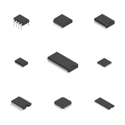 一套不同的3D电子元件，矢量插图。