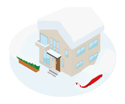 房子被埋在雪里的插图。