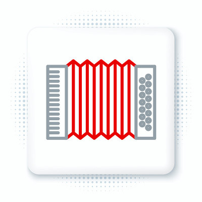 Line Musical instrument accordion icon isolated on