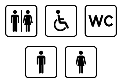 卫生间设置标志。厕所图标。WC的迹象。矢量图