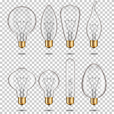 Set of realistic transparent vintage Edison light 
