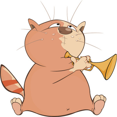 可爱的猫号手插图。卡通人物