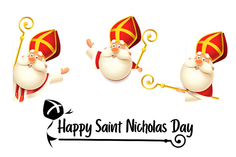 Happy Saint Nicholas or Sinterklaas day set - isol