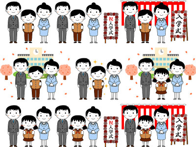 可爱的年轻父母和孩子在入场仪式设置