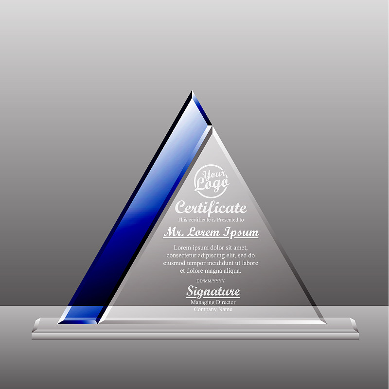 Crystal trophy certificate design template. Vector