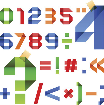 从彩色纸折叠字体-阿拉伯数字