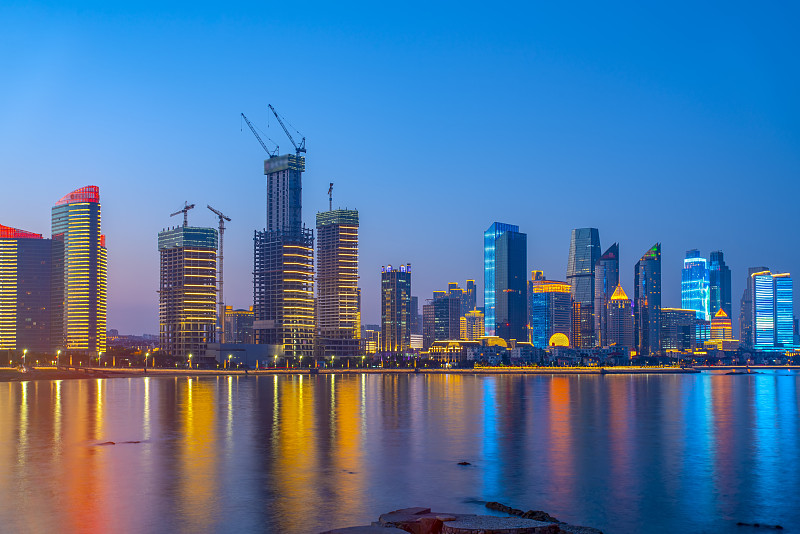 青岛城市建筑景观夜景