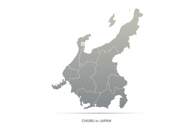 中部地图。日本区域矢量地图。