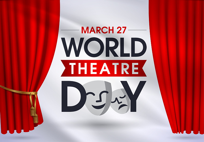 点击进入编辑 27 Mart Dünya Tiyatrolar Günü。翻译:3月27日,世界戏剧日,概念贺卡,预览效果