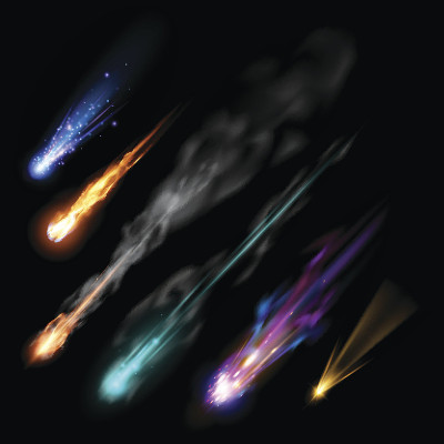 不同的流星，彗星和火球